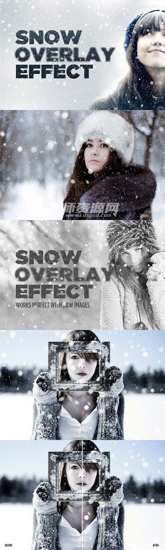 Snowy Day Overlay Effect,相片叠加浪漫雪景模板